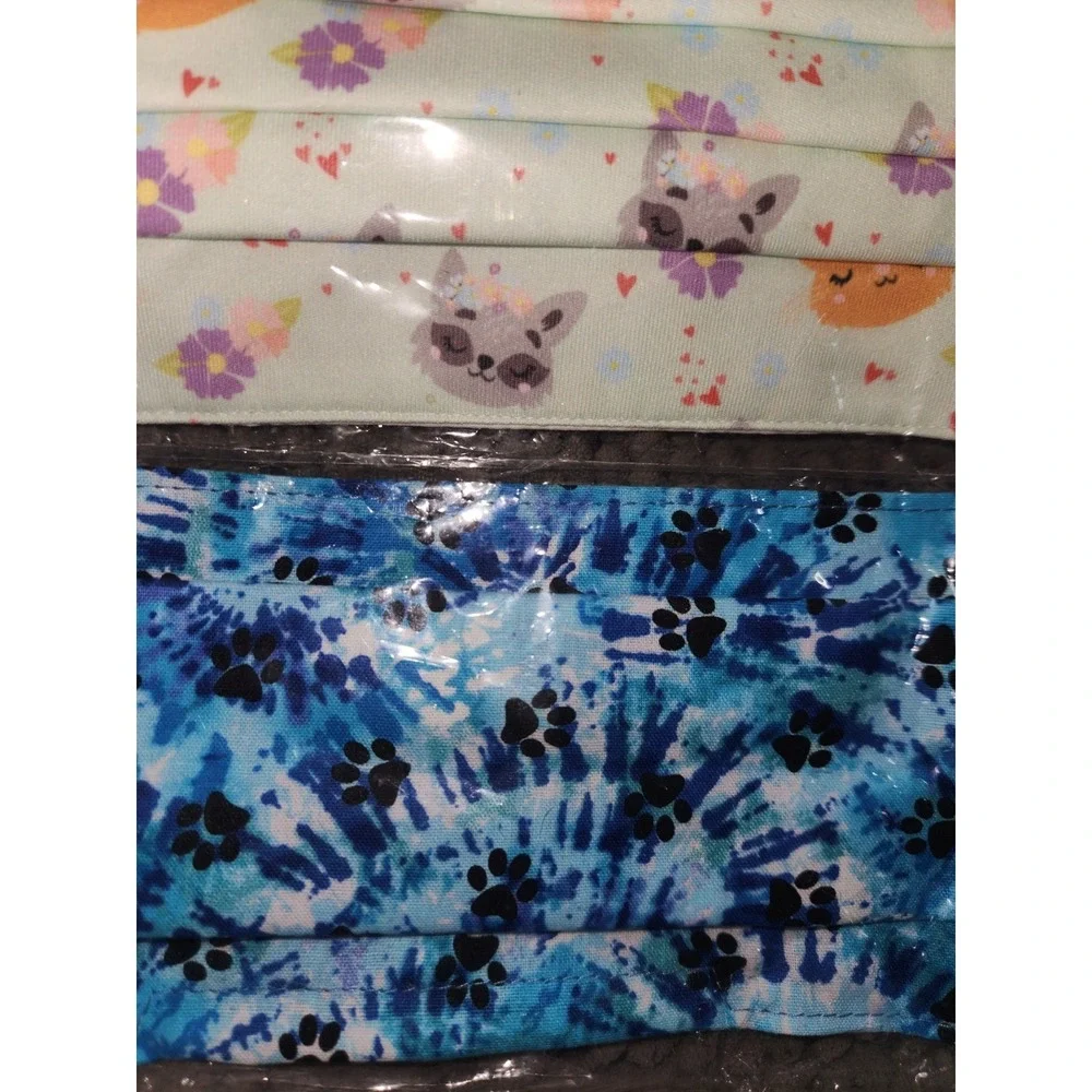 3x~CATS/Kitten Hand Made Cotton Face Mask Pleated w‎ Elastic Washable Reusable